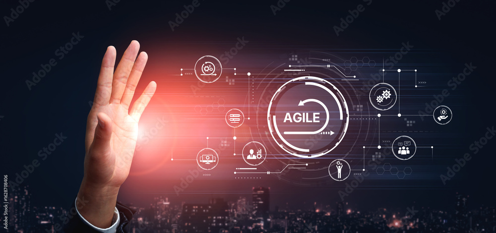 Aufkleber agile project management using teams and agile planning for agile development. agile enables flexibi