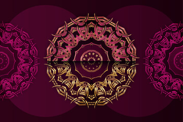 Luxury pink yellow and black mandala decorative abstract art
