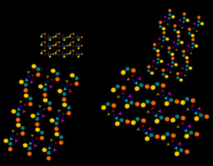 pattern of colorful lights on a dark background, which can be used as an overlay in design projects or video editing to add a lighting effect. 