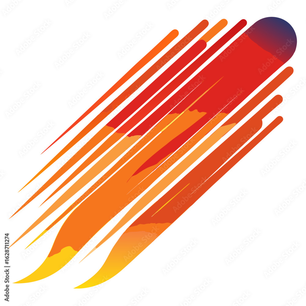 Poster abstract fiery comet streaks with a gradient from red to purple isolated on white background isolate