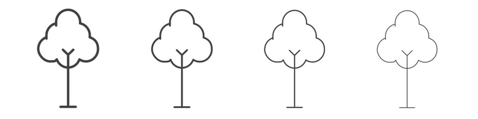 Tree free icon outline drawings. Editable strokes bundle
