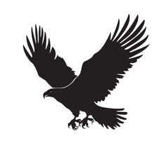 Obraz premium Magnificent bald eagle illustration displays striking black silhouette against a transparent backdrop