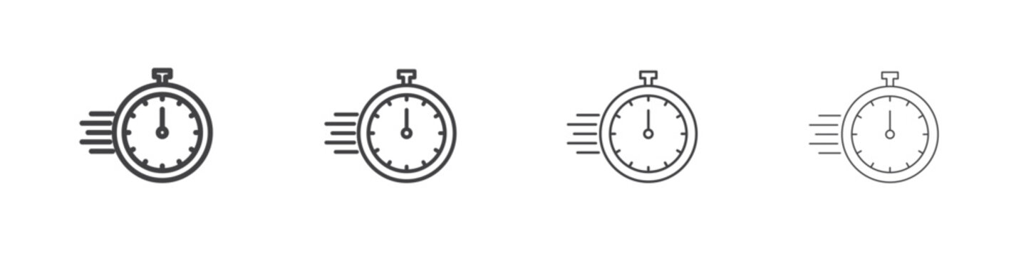 Time fast icon outline drawings. Editable strokes bundle