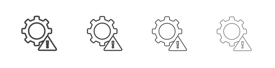 Technical warning icon outline drawings. Editable strokes bundle