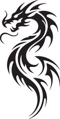 Obraz premium Dragon Silhouette Vector Illustration with Intricate Details and Flowing Form