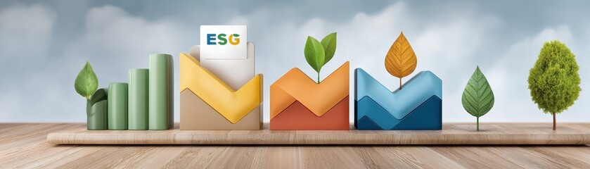 Energy stocks esg reporting insights digital artwork business environment watercolor style concept
