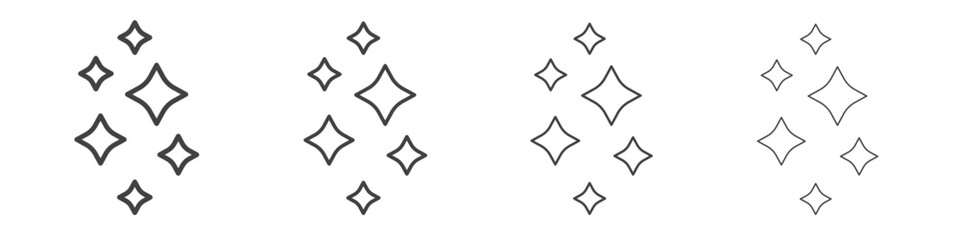 Sparkles icon outline drawings. Editable strokes bundle