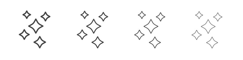 Sparkles icon outline drawings. Editable strokes bundle