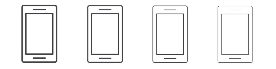 Smartphone icon outline drawings. Editable strokes bundle