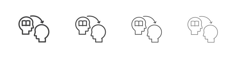 Share thoughts icon outline drawings. Editable strokes bundle