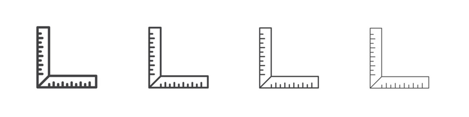 Ruler combined icon outline drawings. Editable strokes bundle
