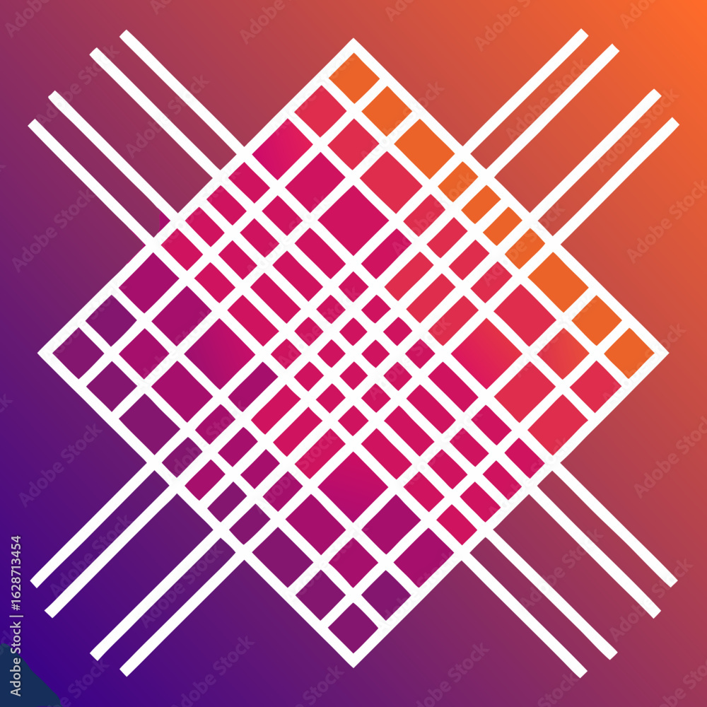 Poster abstract geometric pattern with a gradient background and intersecting white lines forming a diamond