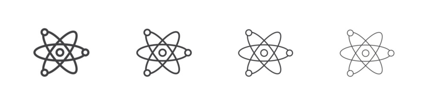 Physics icon outline drawings. Editable strokes bundle