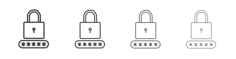 Password icon outline drawings. Editable strokes bundle
