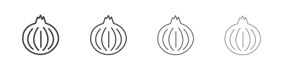 Onion icon outline drawings. Editable strokes bundle