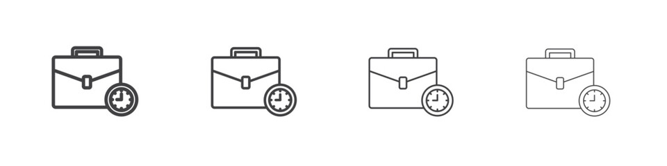 Office time icon outline drawings. Editable strokes bundle