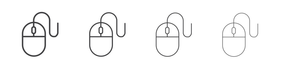 Mouse icon outline drawings. Editable strokes bundle