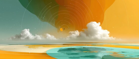 Global climate atmospheric circulation shift visualization digital art conceptual landscape futuristic environment