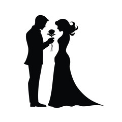 Man and woman romantic silhouette vector design. Couple vector silhouette illustration black.