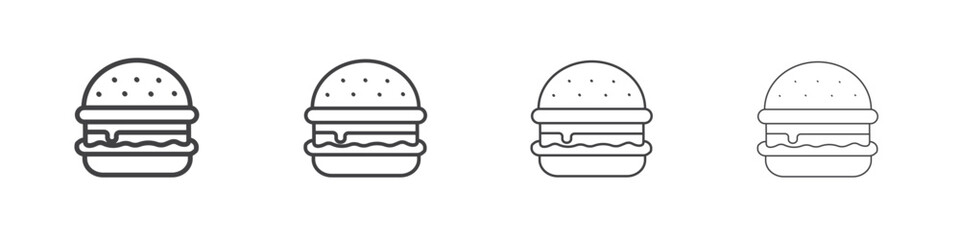 Hamburger icon outline drawings. Editable strokes bundle