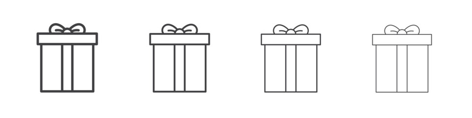 Gift icon outline drawings. Editable strokes bundle