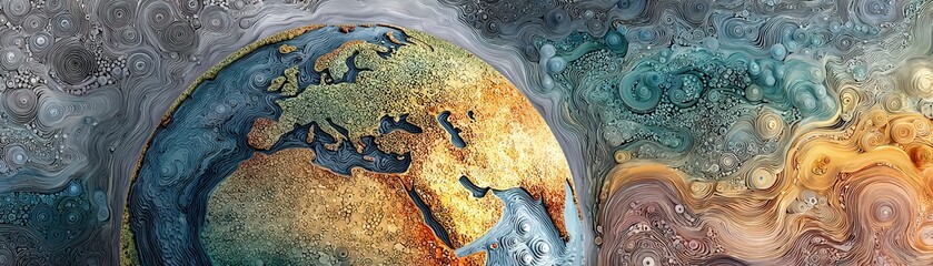 Global climate atmospheric circulation shift watercolor digital concept of environmental change