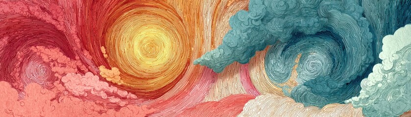 Global climate atmospheric circulation shift watercolor digital concept illustrating environmental changes