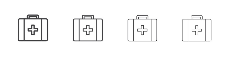 Doctor bag icon outline drawings. Editable strokes bundle