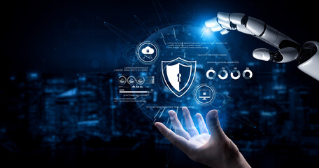 AI artificial intelligence strengthens cybersecurity with intelligent threat detection, virtual...