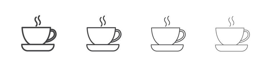 Coffee icon outline drawings. Editable strokes bundle