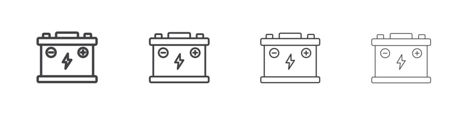Car battery icon outline drawings. Editable strokes bundle