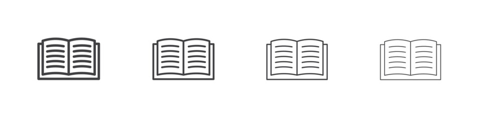 Book icon outline drawings. Editable strokes bundle