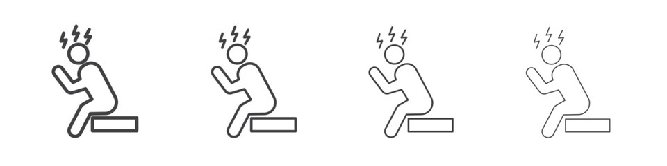 Anxiety or stress icon outline drawings. Editable strokes bundle