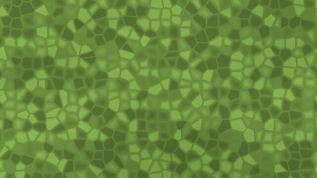 Mixed crystal motion creates an abstract green pattern of tessellated pentagonal and triangular shapes.