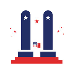 Tribute to fallen heroes with american flag and stars isolated on white background