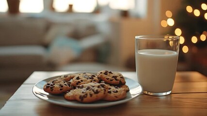 Christmas cookies and milk at home. - Powered by Adobe