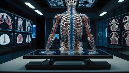 Advanced medical technology showcasing human anatomy hologram