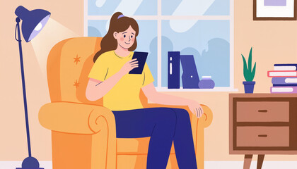 Fototapeta premium Freelancer enjoying mobile work in cozy living room, remote productivity