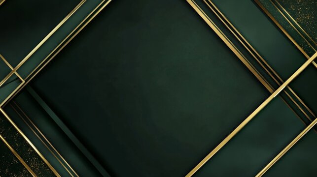 A sophisticated deep forest green background with gold trim