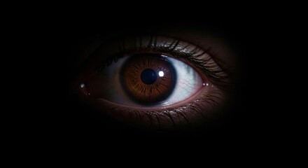 Fototapeta premium Human Eye with Hazel Iris in Dark Setting Close-up