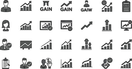 Naklejka premium A collection of business and financial growth related vector icons set