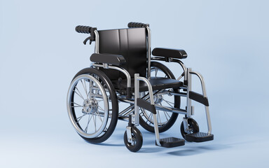 Cartoon wheelchair model isolated, 3d rendering.
