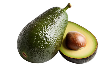 One whole avocado isolated on white background 