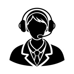 Professional Customer Support Representative with Headset and Microphone