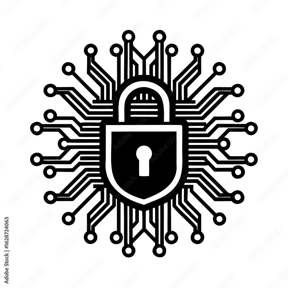 Poster protecting digital assets through advanced cybersecurity measures for enhanced data safety