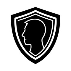 Security Shield with Human Head Profile Inside Emblem Design
