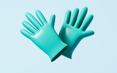 Cartoon surgical gloves, medical gloves, rubber gloves, 3d rendering.