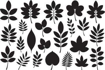 Assorted Black and White Minimalist Floral Silhouettes