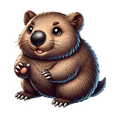 Wombat Vector Illustration Isolated on Transparent Background