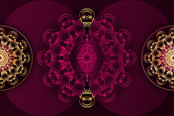 Pink yellow and black decorative mandala geometric design
